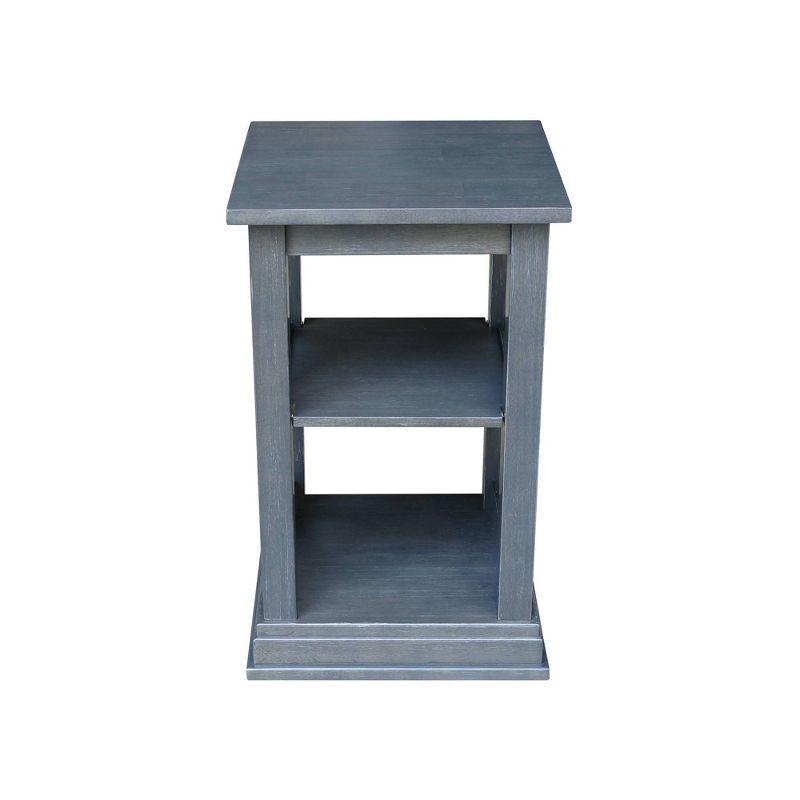 Hampton Accent Table with Shelves Heather Gray/Antique Washed - International Concepts: Solid Wood, Fixed Shelf Storage
