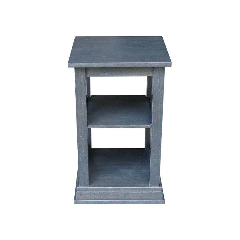 Heather Gray Solid Parawood Hampton Accent Table with Shelves