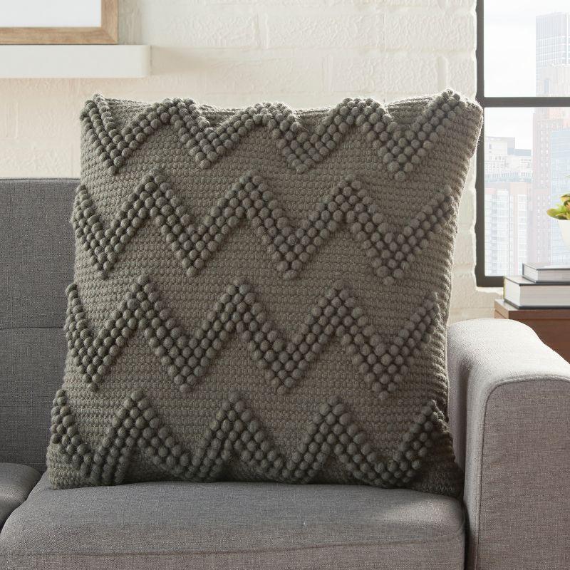 Charcoal Chevron Chunky Weave 20" Square Throw Pillow Set