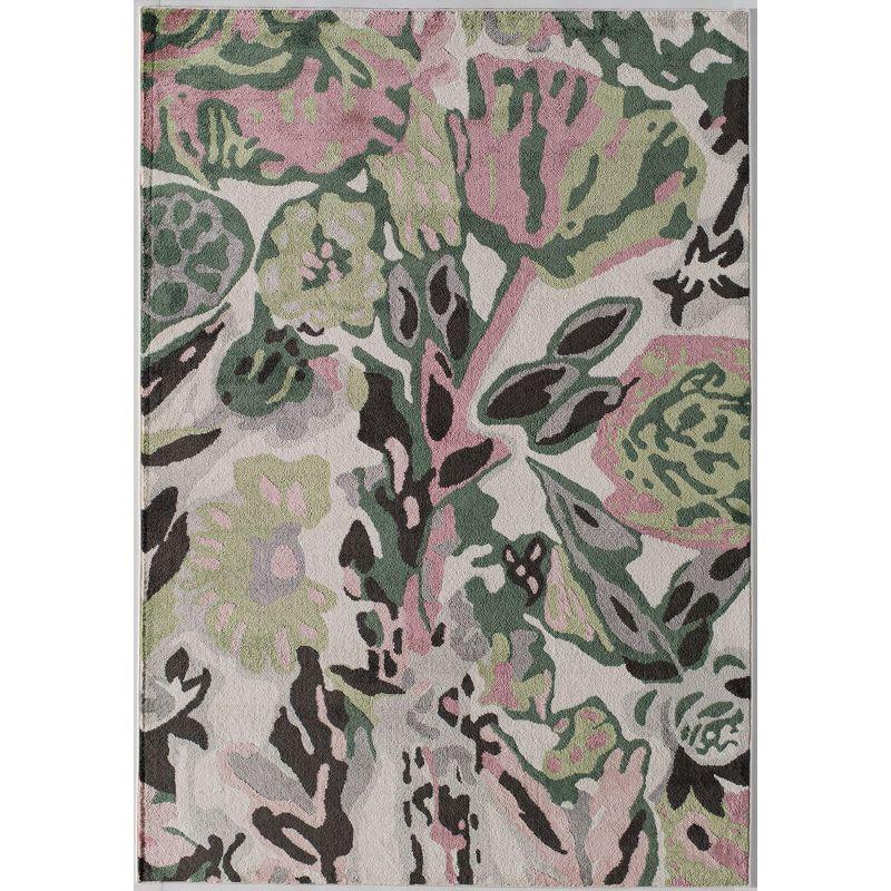 May Flowers 9' x 12' Ivory and Pink Synthetic Floral Rug