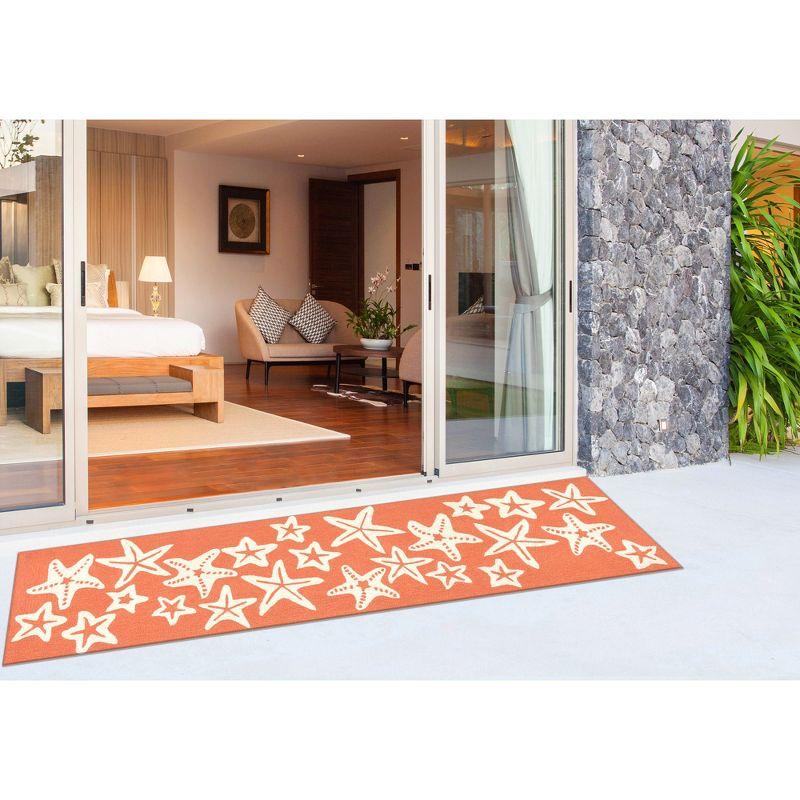 Liora Manne Capri Starfish Indoor/Outdoor Rug Coral 2' x 8'