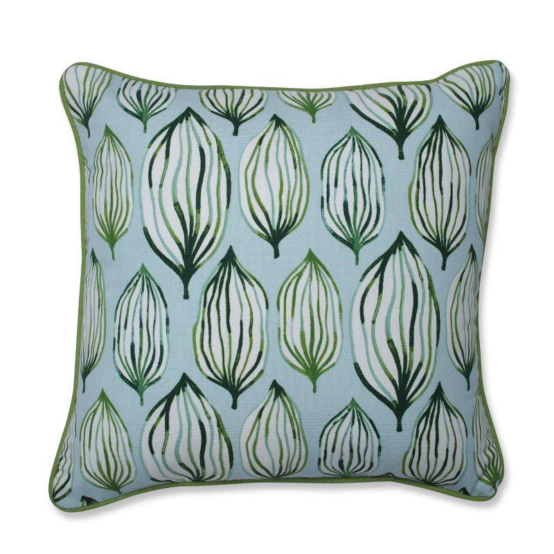 Pillow Perfect Tropical Leaf Verte Geometric Cotton Reversible Throw Pillow