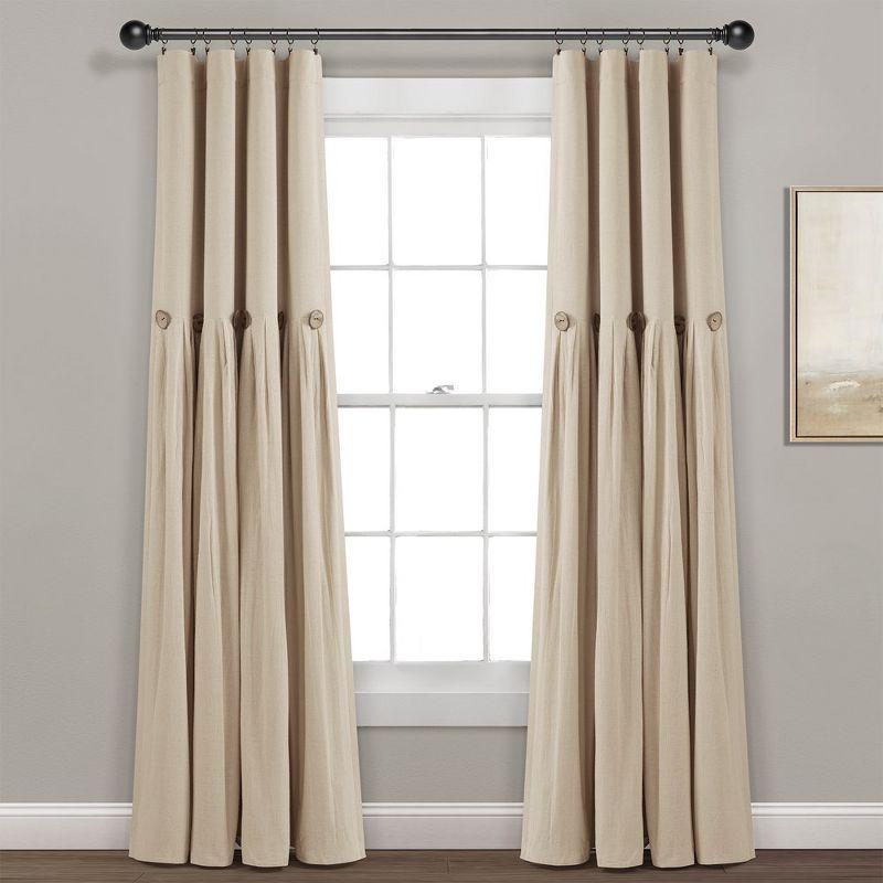 Lush Decor Linen Button Cotton Blend Blackout Thermal Rod Pocket Single Curtain Panel & Reviews | Wayfair