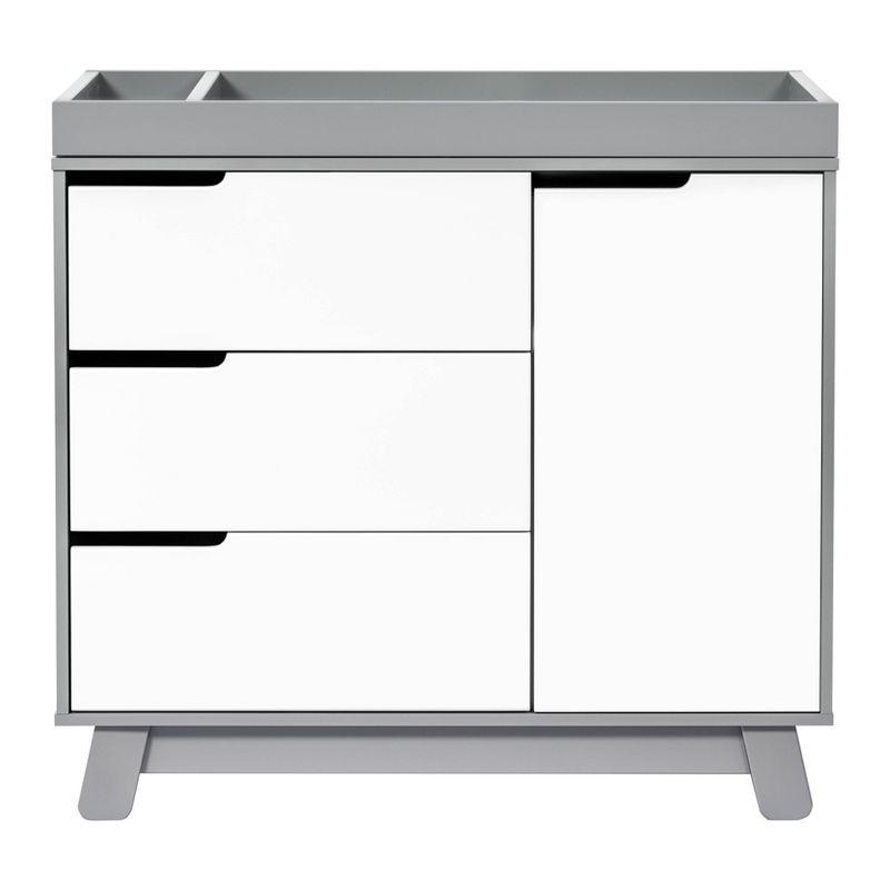 Gray and White 3-Drawer Changer Dresser with Removable Tray