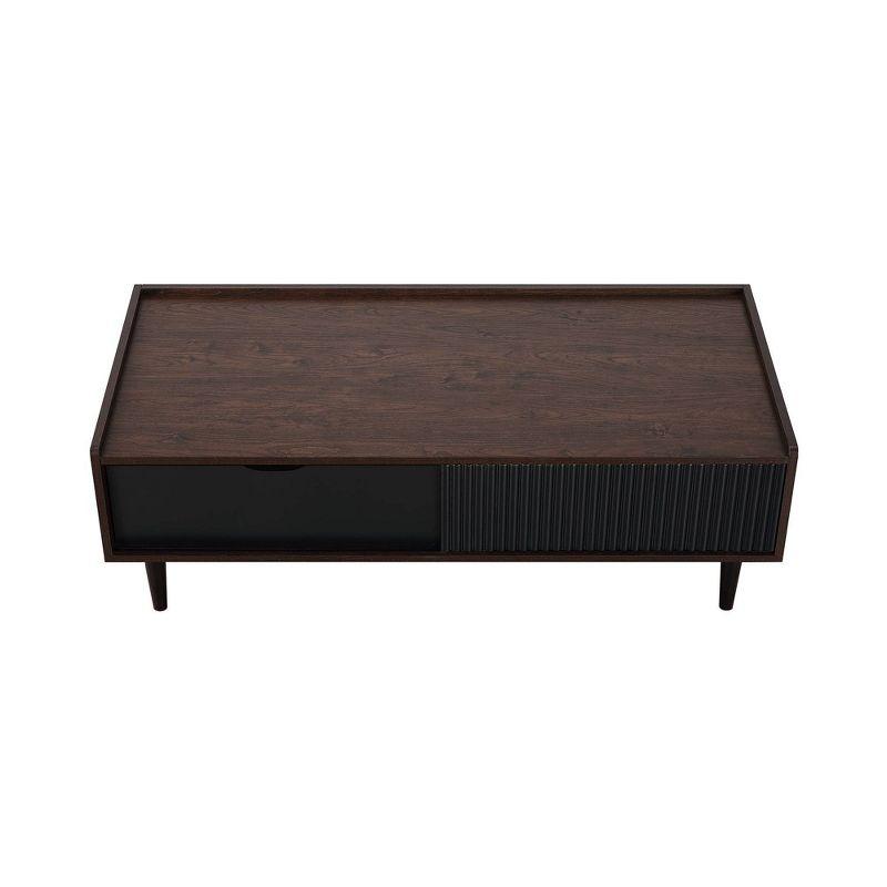 Duane Ribbed Coffee Table with Drawer and Shelf - Manhattan Comfort