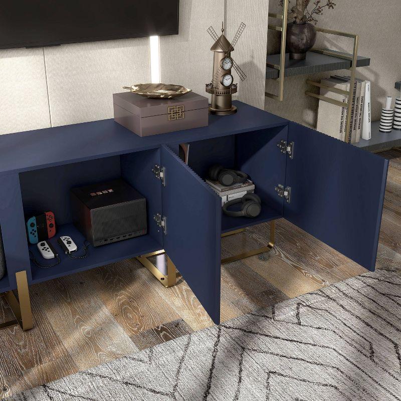 miBasics Forast Modern 3 Door Storage TV Stand for TVs up to 65" Indigo Blue