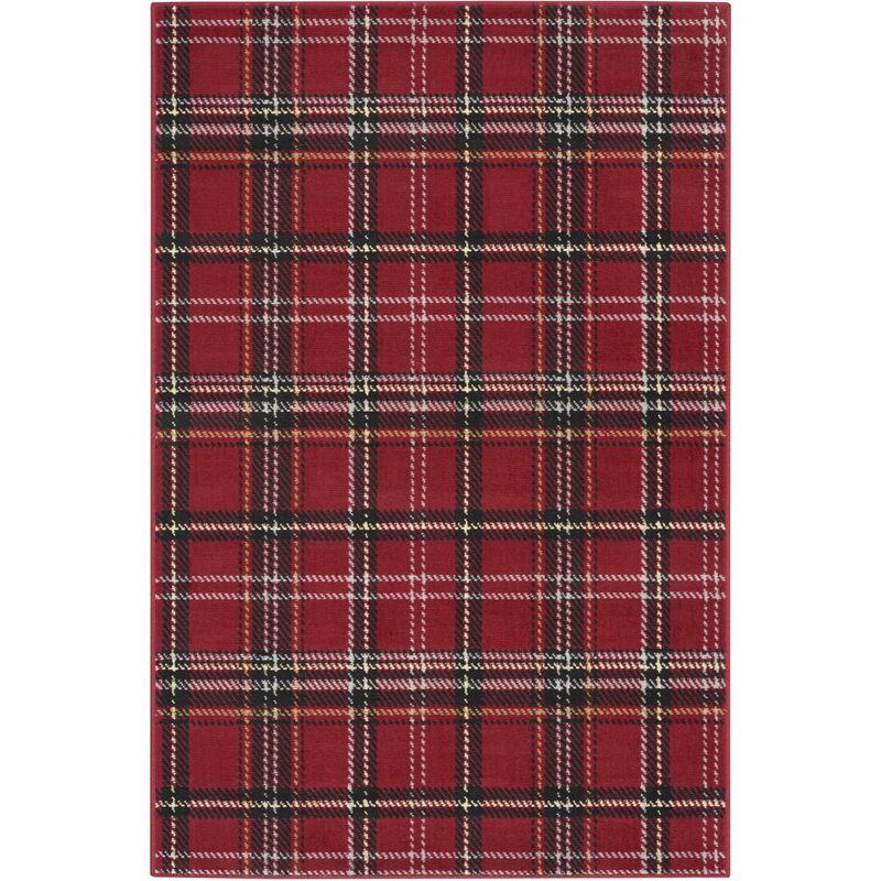 Grafix Classic Plaid Red 3' x 5' Synthetic Area Rug