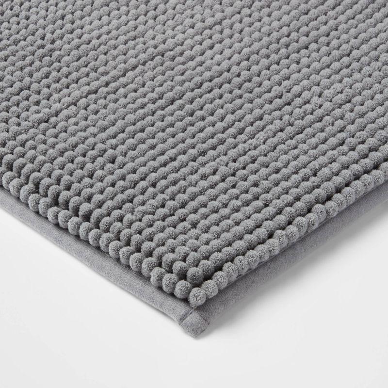 20"x34" Low Chenille Memory Foam Bath Rug Dark Gray - Threshold™: Recycled Polyester, Machine Washable, OEKO-TEX Certified