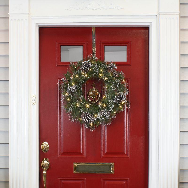 24" Glittering Pinecone & Berry Winter Wreath with LED Lights