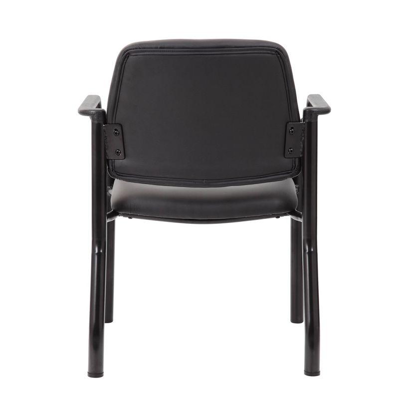 300lbs Guest Chair Antimicrobial Black - Boss Office Products: Sturdy Mid Back, Metal Frame, Easy Clean