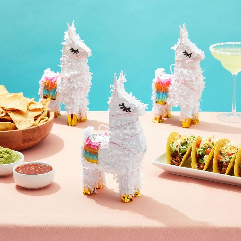 Juvale 3 Pack of Mini Llama Pinatas for Birthday Celebration, Fiesta Decorations, Animal-Themed Party Supplies, 4.9 x 2.1 x 10.2 In