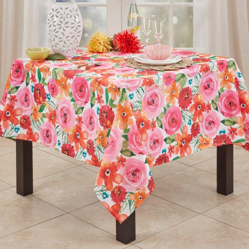 Saro Lifestyle Large Floral Print Tablecloth, Multi, 65" x 65"