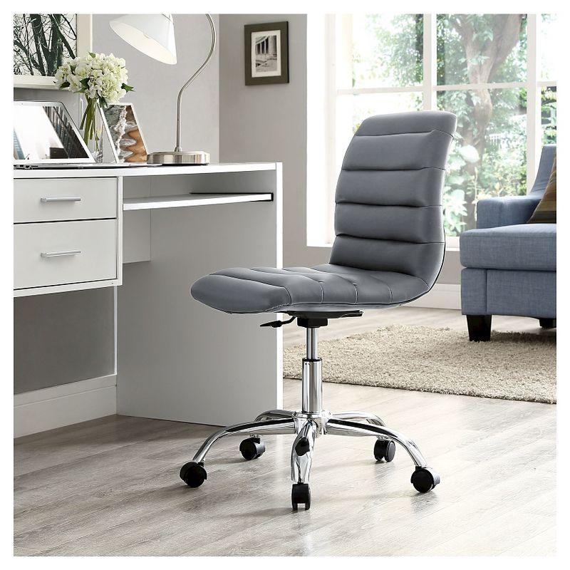 Ripple Mid-Back Swivel Task Chair in Gray Faux Leather