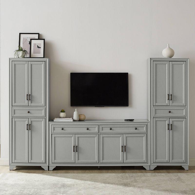 Distressed Gray Modern Farmhouse Entertainment Center with Cabinet