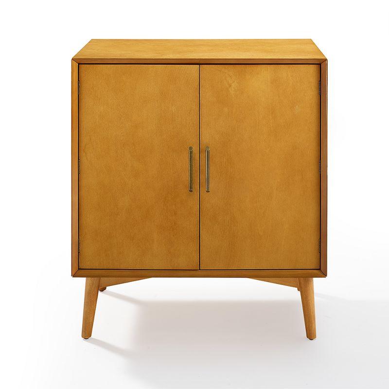 Landon Mid-Century Acorn Brown Bar Cabinet with Antique Brass Handles