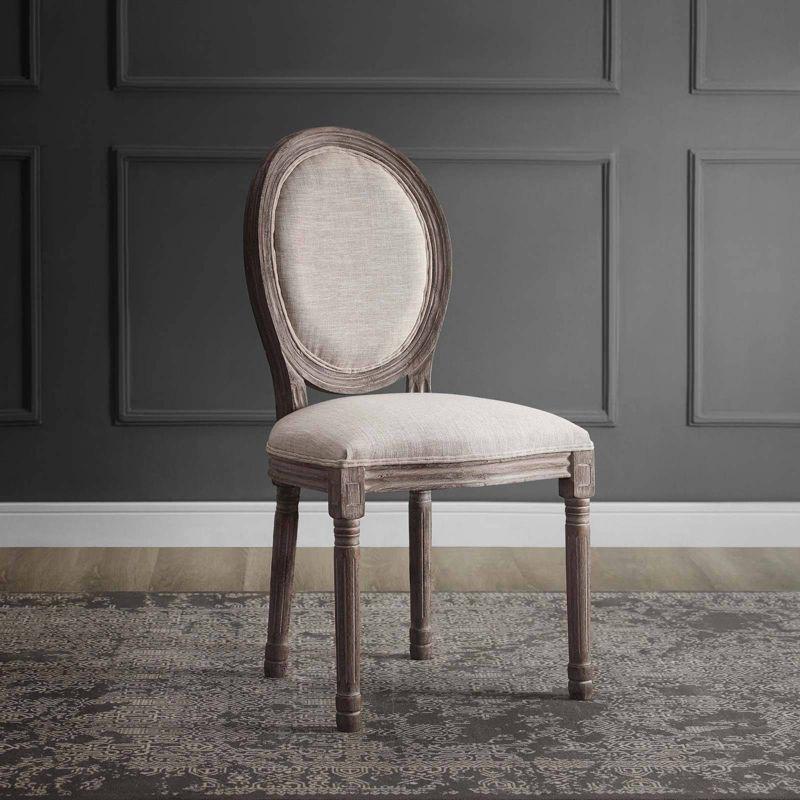 Emanate Vintage French Beige Upholstered Wood Side Chair