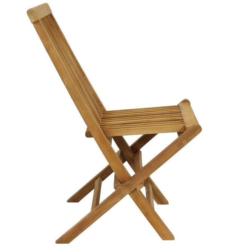 Sunnydaze Outdoor Solid Teak Wood with Stained Finish Hyannis Folding Dining Chairs - Light Brown