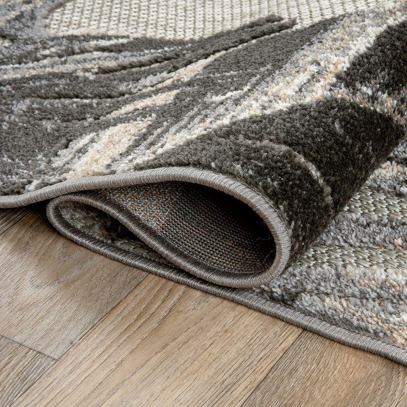 World Rug Gallery Floral Leaves Indoor/Outdoor Area Rug - Gray 7'10" x 10':  Weather-Resistant,  Low Pile,  Patio Rug