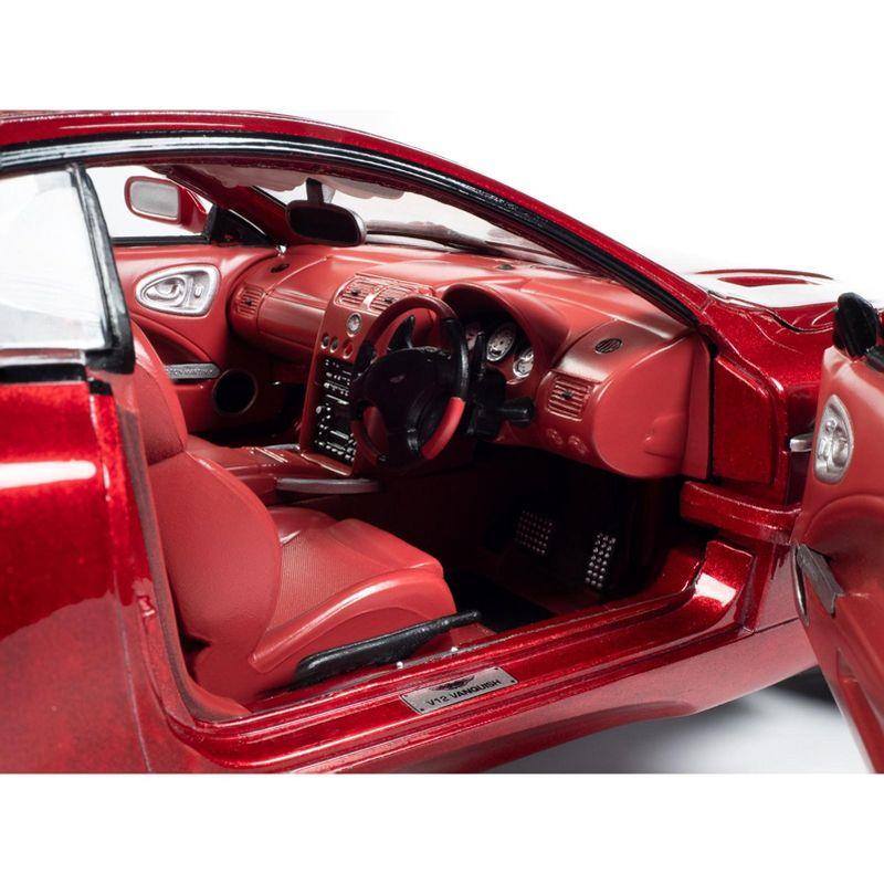 2005 Aston Martin V12 Vanquish RHD (Right Hand Drive) Toro Red Mica Met with Red Interior 1/18 Diecast Model Car by Auto World