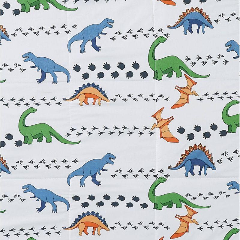 Twin 3pc Dino Tracks Reversible Kids' Comforter Set White - My World: Dinosaur Bedding for Boys, Includes Pillow Sham