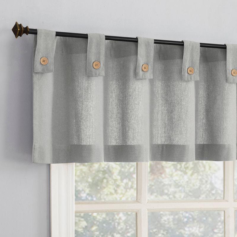 2pc 54"x36" Archaeo Light Filtering Cotton Blend Button Tab Top Cafe Curtain Panel Pair Gray