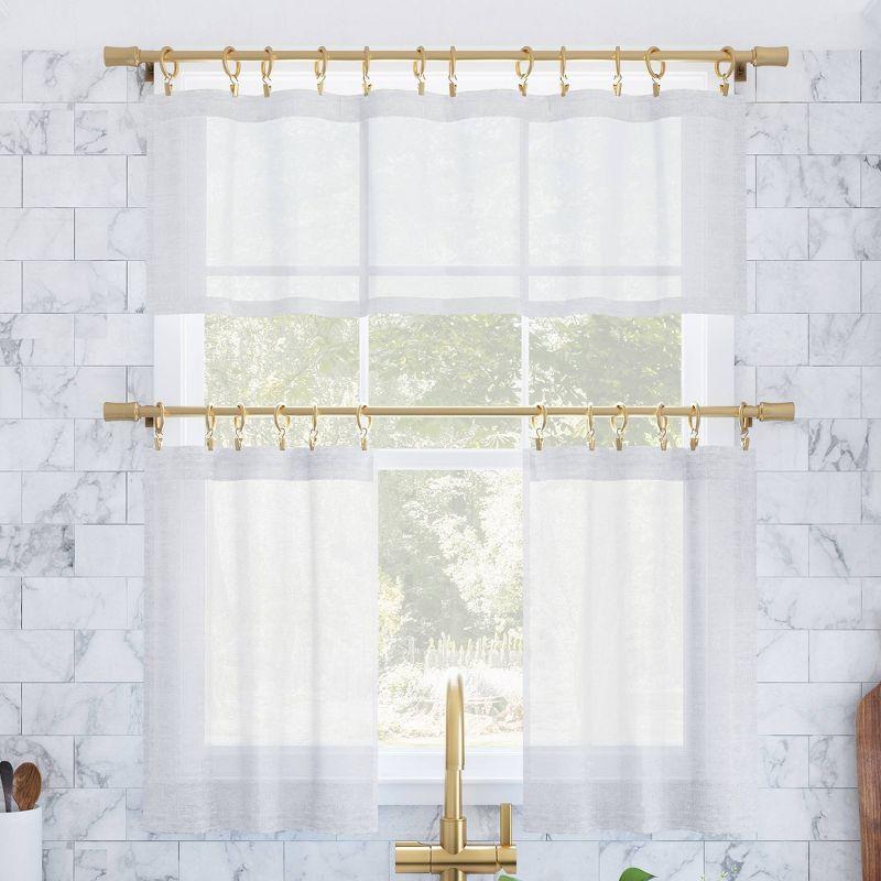 Set of 2 Slub Textured Linen Blend Cafe Curtain Tiers - Archaeo