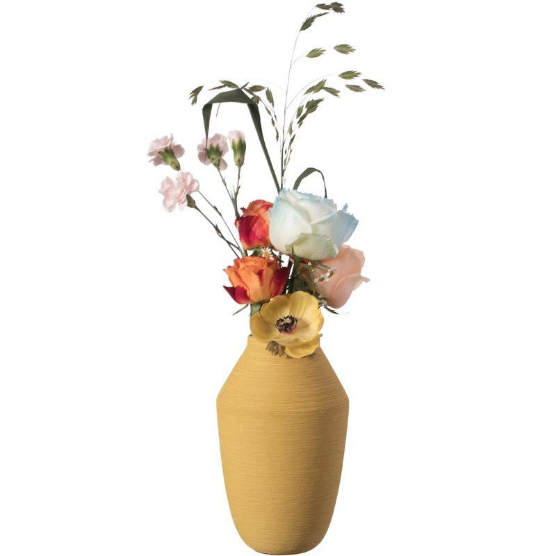 Yellow Ceramic Decorative Table Vase, 10-inch