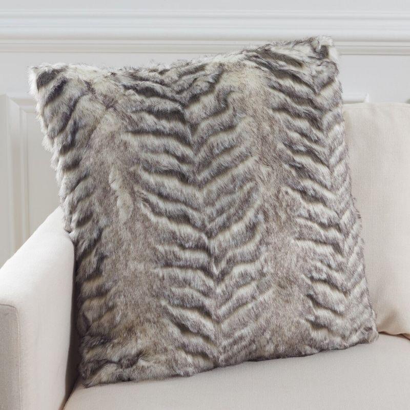 Adalet Multi-Color Faux Fur 20" x 20" Decorative Pillow