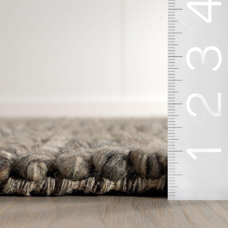 Light Grey Braided Wool and Cotton Area Rug