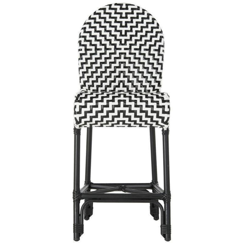 Shea Black and White Wicker Indoor/Outdoor Counter Stool