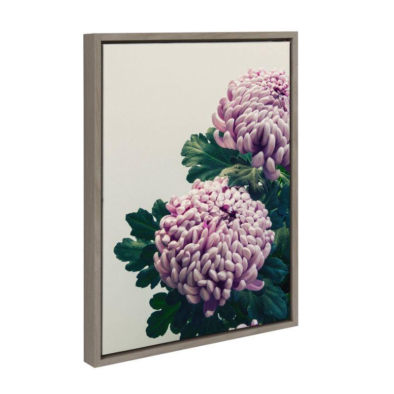 Sylvie Chrysanthemum Framed Canvas Floral Wall Art, 18x24 Gray