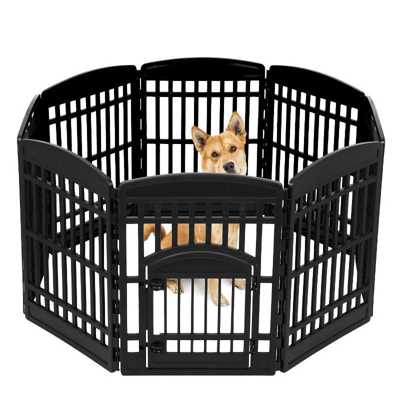 Black Foldable Plastic Pet Playpen with Door, 34" Height