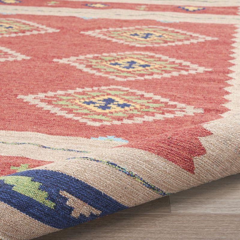 Reversible Tribal Red/Beige Cotton Blend 4' x 6' Area Rug