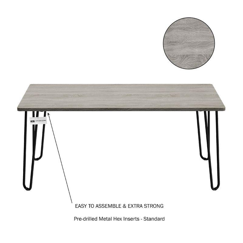 Gray Wood Coffee Table with Black Metal Hairpin Legs