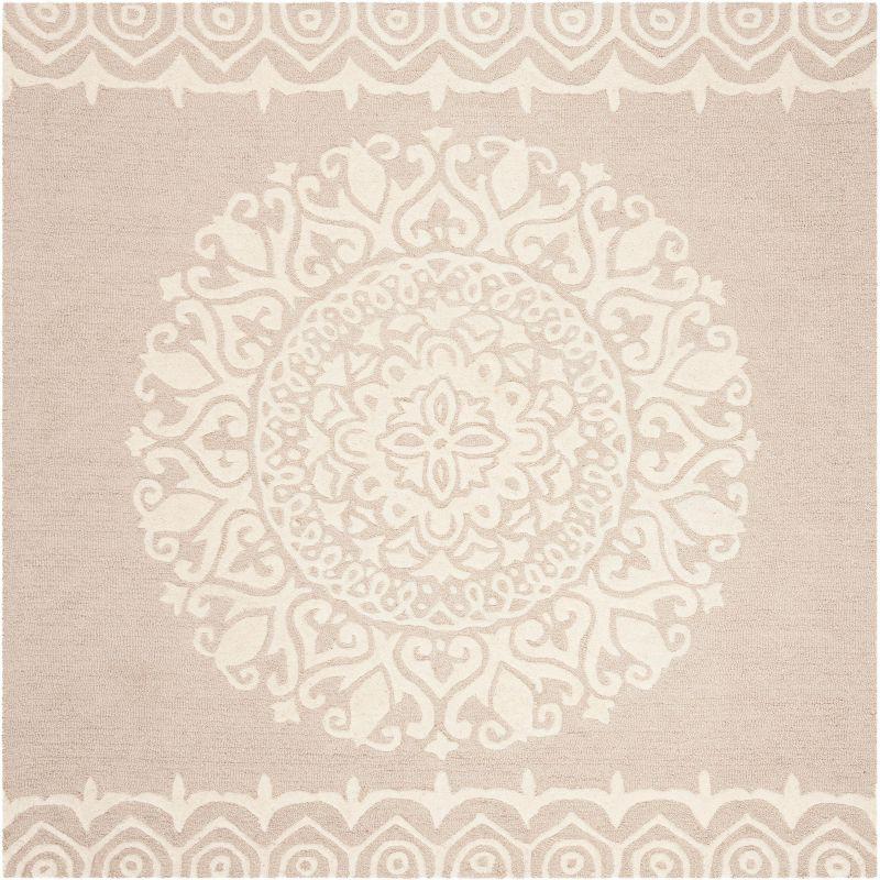 Bella 5' x 5' Square Beige Ivory Hand-Tufted Wool Area Rug