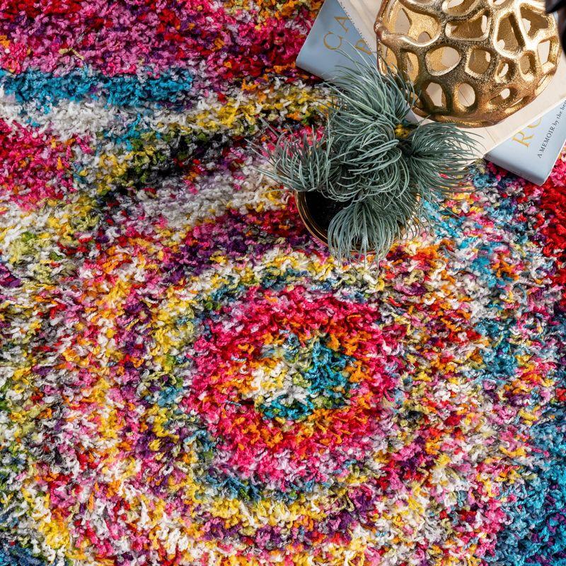 Kindra Multicolor Abstract Circle Shag 4' x 6' Rug