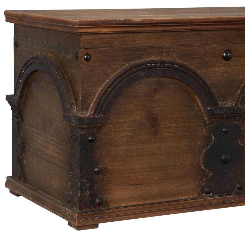 Household Essentials Small Wooden Arch Storage Trunk Brown