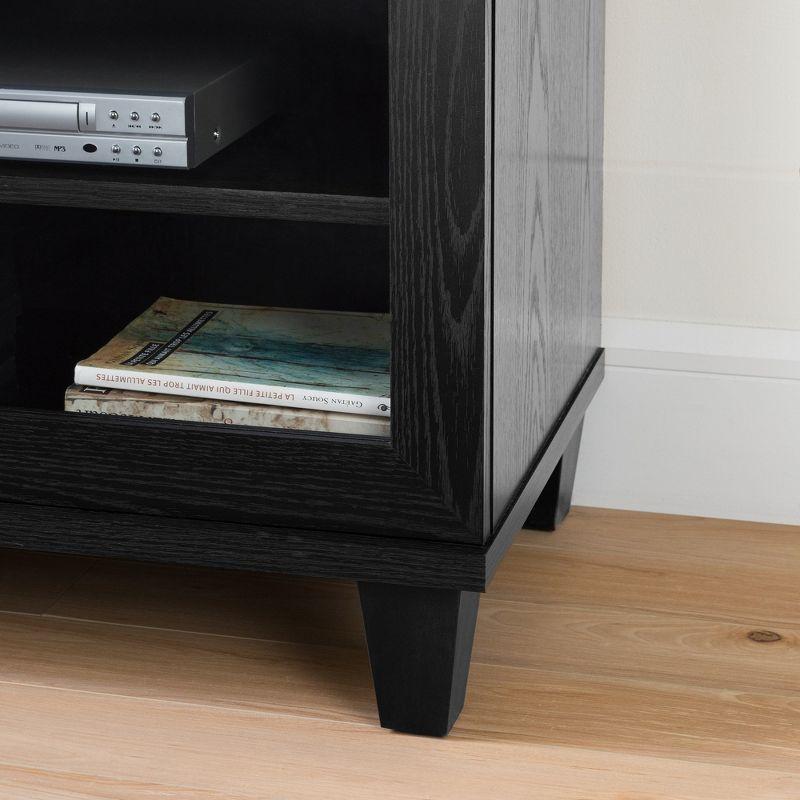 Adrian TV Stand for TVs up to 75'' Black Oak - South Shore: Laminated Particleboard, Metal Hardware, Adjustable Shelves