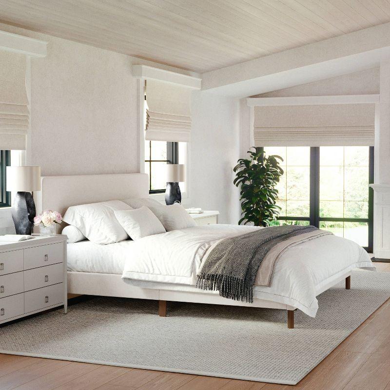 Martha Stewart Martha Stewart Britta Upholstered Platform Bed With Piped Detail Headboard