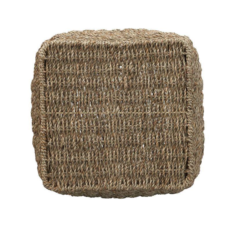 Household Essentials Basket with Handles Seagrass: Handwoven Round Storage, Brown Decorative Wicker, 14" Height