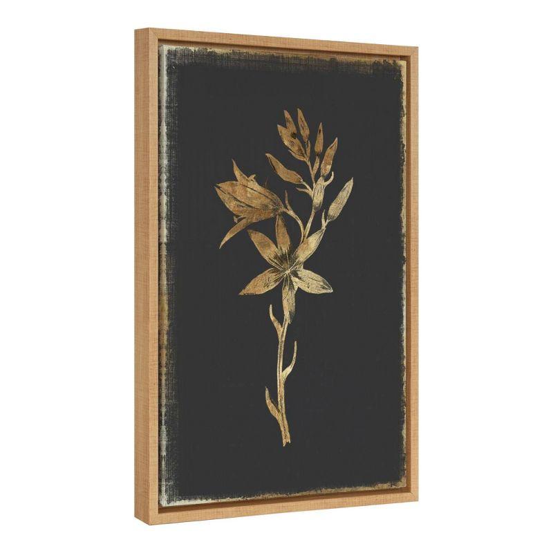 23" x 16" Gold Hyacinth on Black Framed Canvas Wall Art