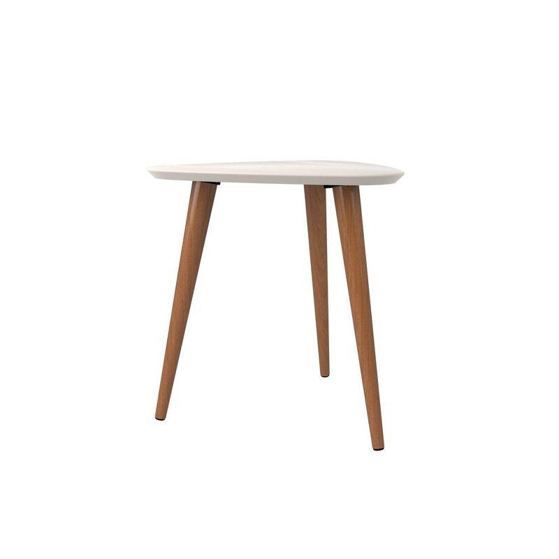 19.68" Utopia High Triangle End Table with Splayed Wooden Legs Gloss White - Manhattan Comfort: Mid-Century Modern, MDF Construction
