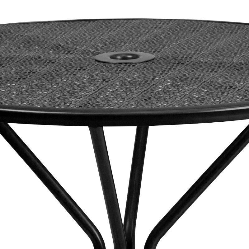 Flash Furniture Oia Commercial Grade 35.25" Round Indoor-Outdoor Steel Patio Table with Umbrella Hole