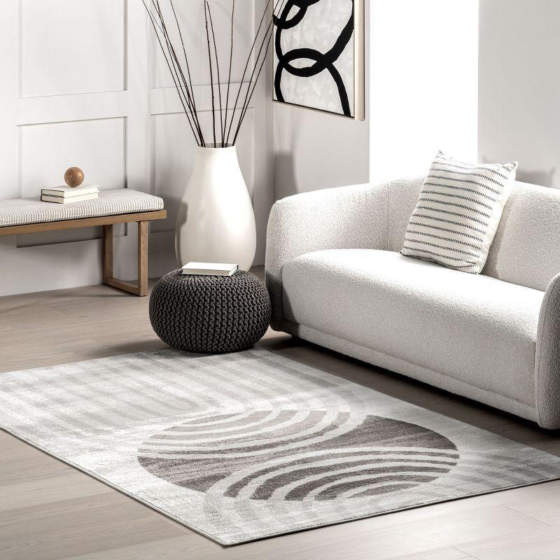 Gray Abstract Synthetic Easy Care Area Rug