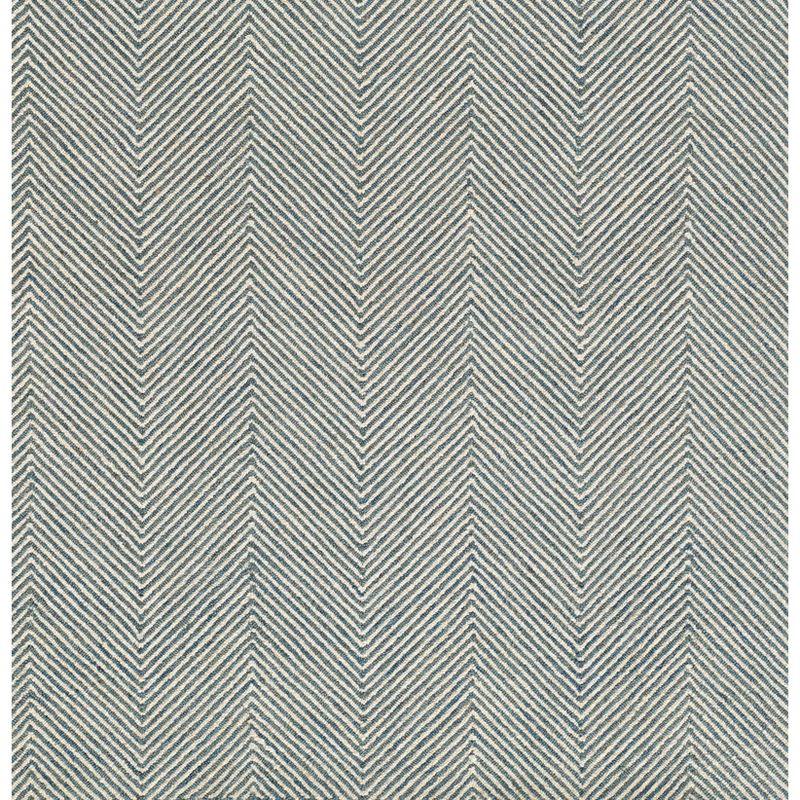 Momeni 5'x8' Charles Zig Zag Handtufted Area Rug Blue: Wool, Cotton & Latex Backing, Low Pile, Indoor Use, Rectangle Shape