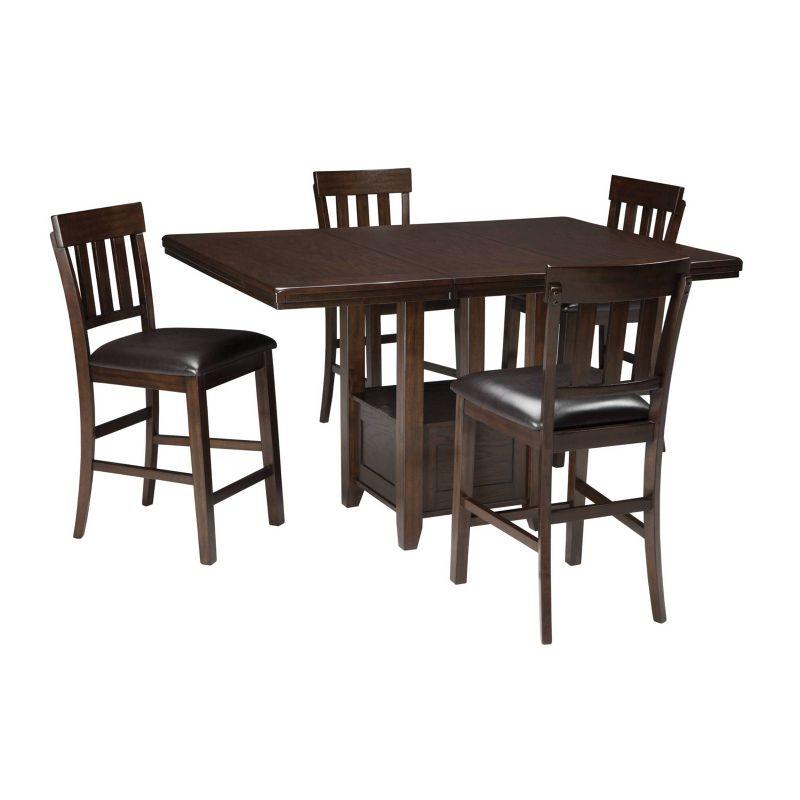 Counter Height Extendable Dining Table Dark Chestnut - Signature Design by Ashley: Removable Leaf, Seats 6, Wood Veneer