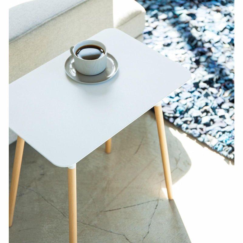 Yamazaki Home Modern Rectangular Side Table For Living Room Or Small Bedside Steel + Wood End Table