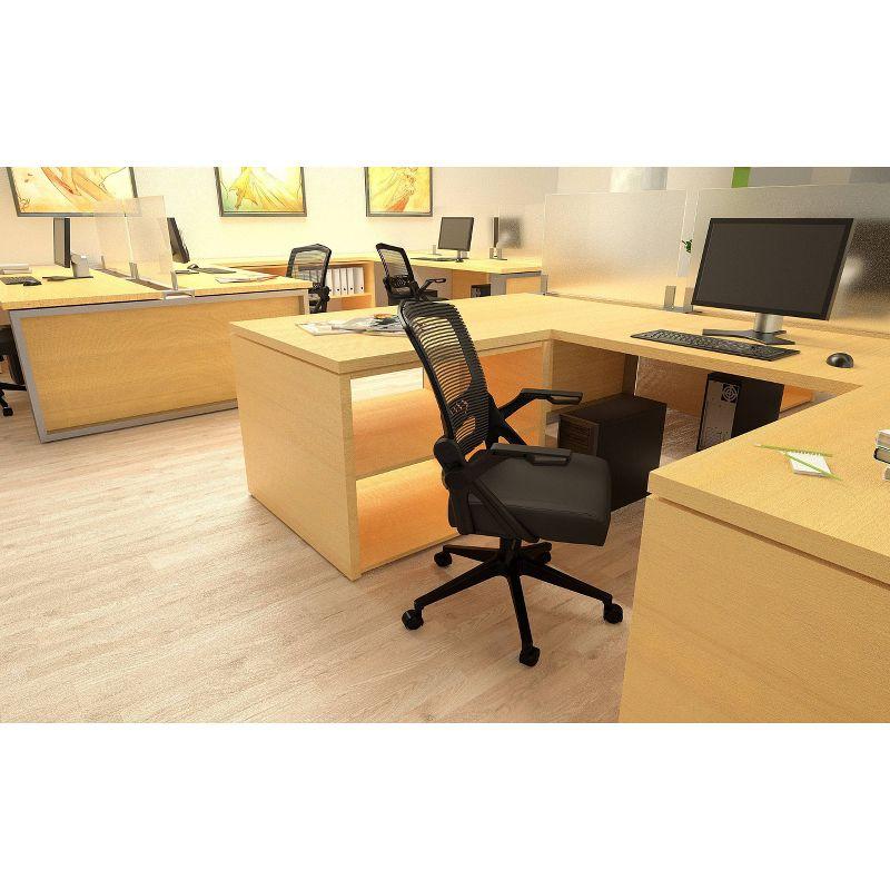 Mesh Flip Arm Task Chair Black - Boss Office Products: Pneumatic, Swivel, Upholstered, 275lb Capacity