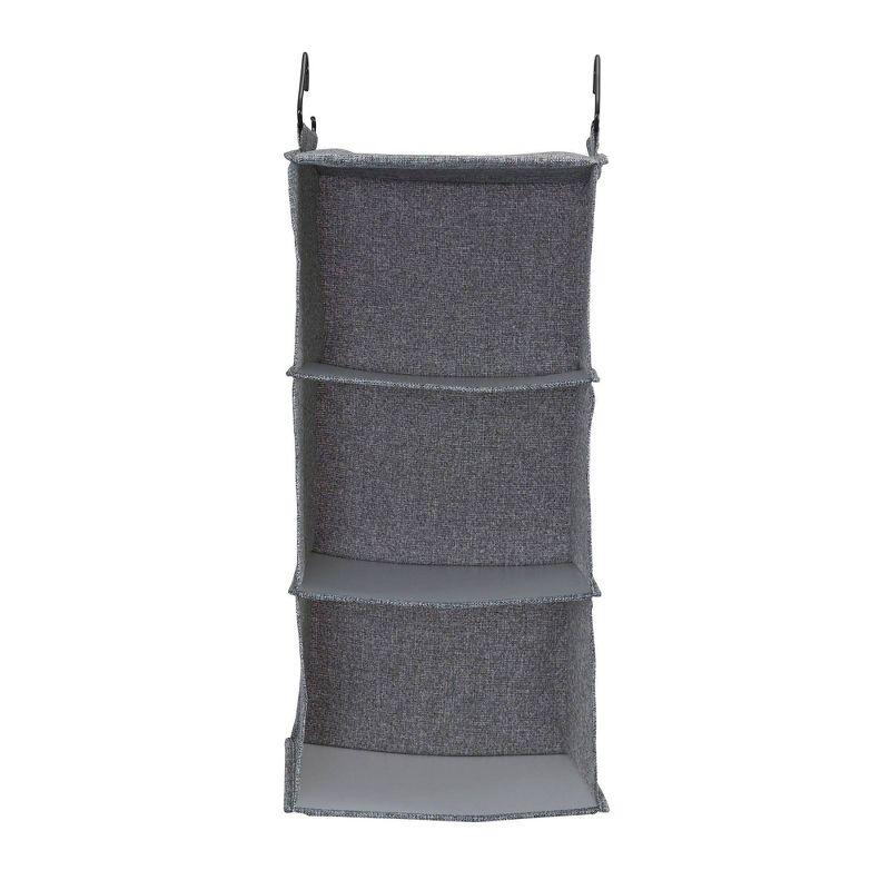 Graphite 3-Shelf Hanging Closet Organizer with Hooks