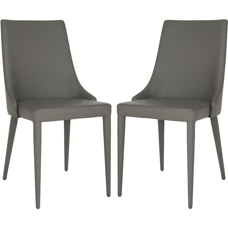 Summerset 19" H Leather Side Chair (Set of 2) - FOX2014 - Grey - Safavieh Couture